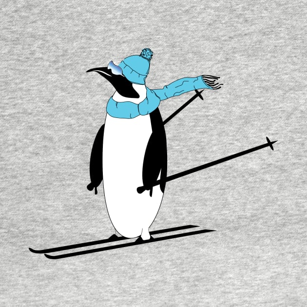 AnimalCreations Totally Rad Penguin Cartoon Skier by ACGraphics